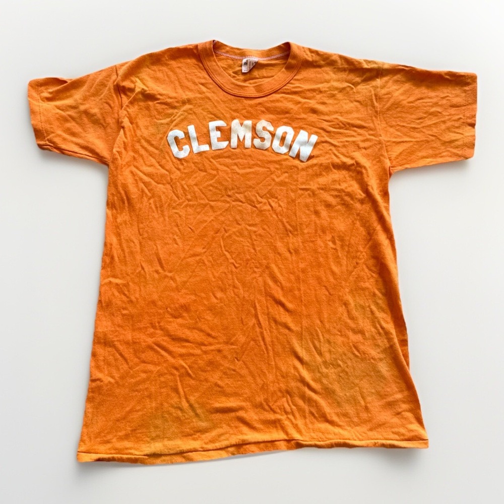 Clemson Tigers Shirt Mens M Russell Athletic Vintage 70s‎ Flocked Letters